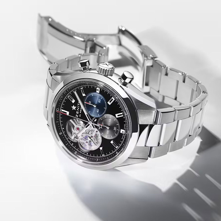 A silver Chronomaster watch