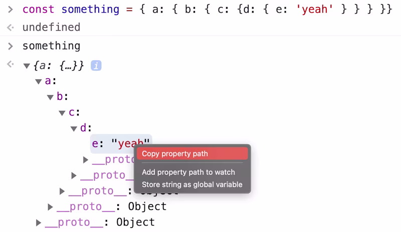 Copy property path in chrome devtools