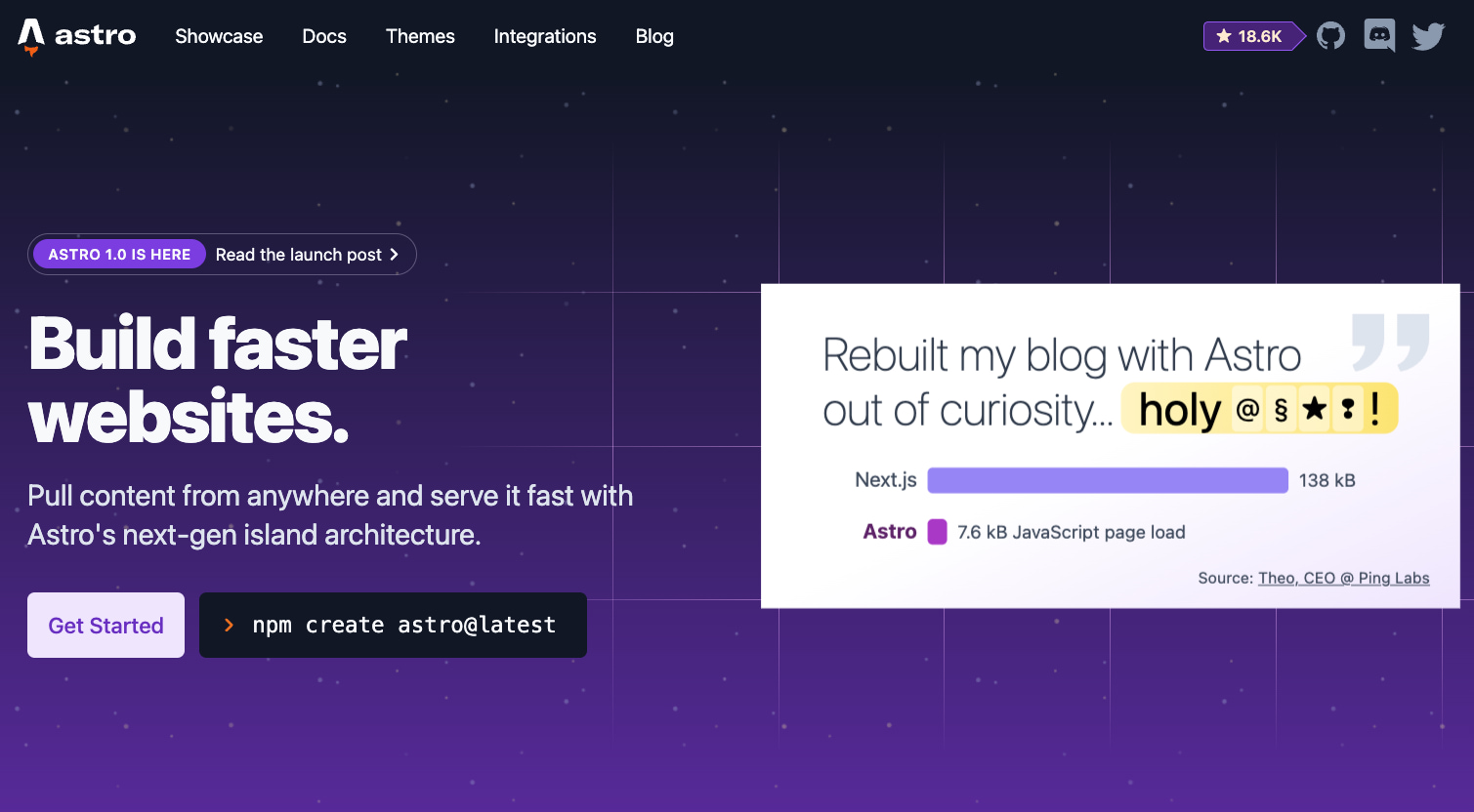 Astro frontpage