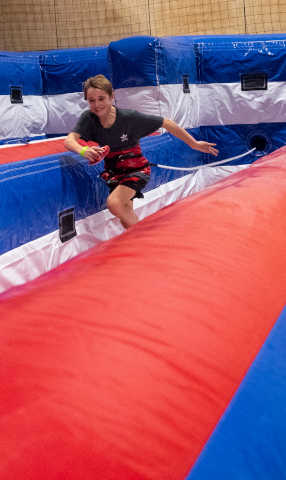 Child attempting the Bungee Run