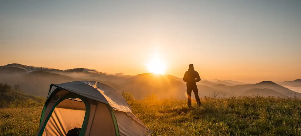 Här campar man i solnedgången. Fantastiskt! Mycket fint!