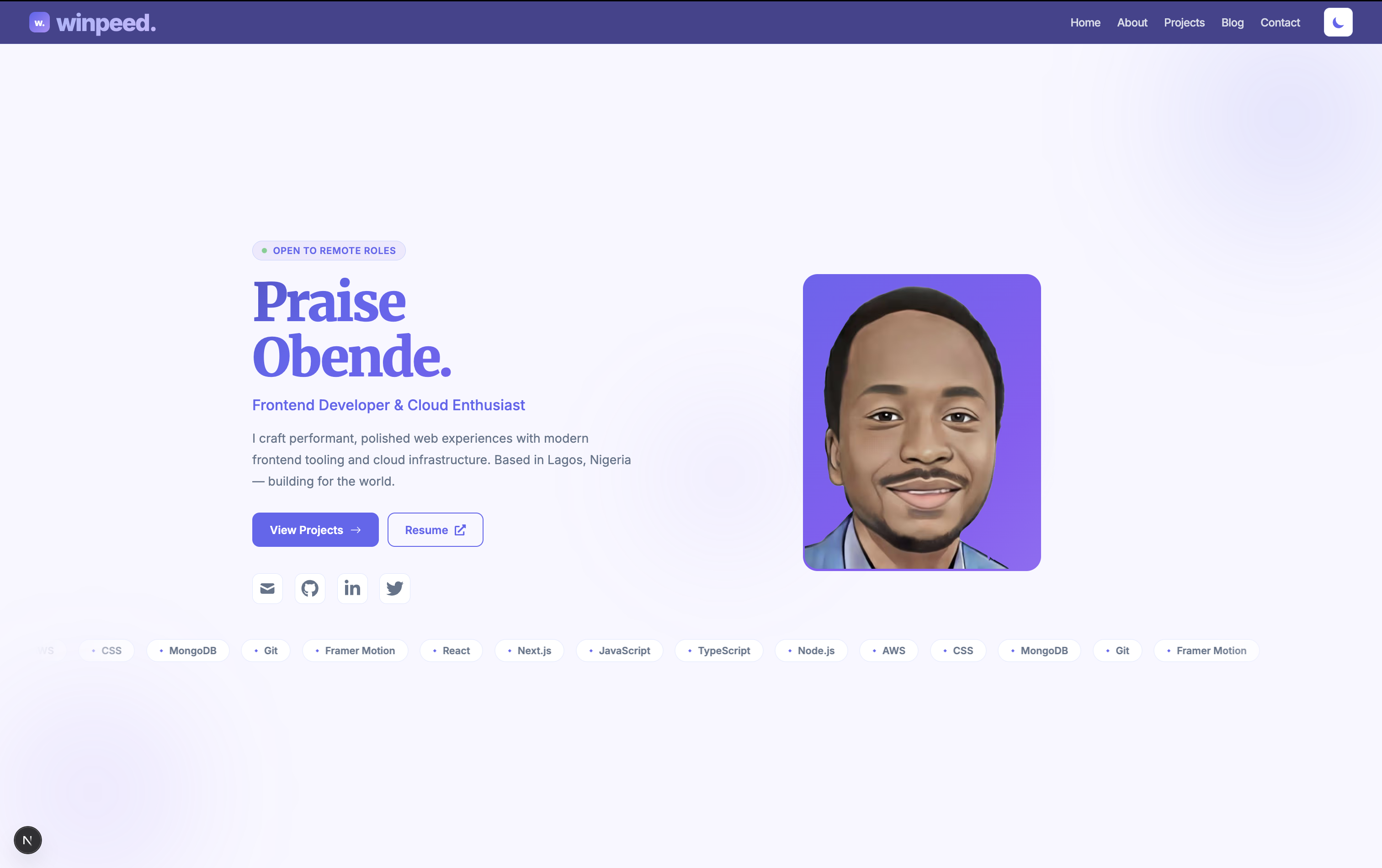 Home page for new website