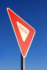 Yield printed on a sign