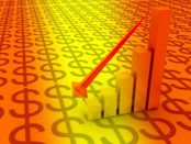 Arrow pointing downward on bar graph