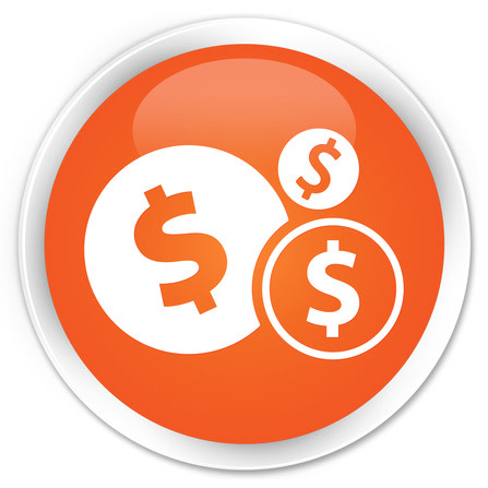 dollar icon orange button image