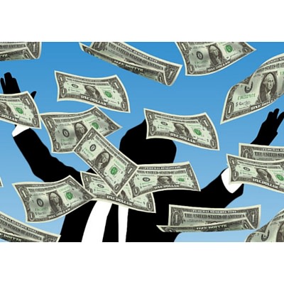 man throwing money in the air
