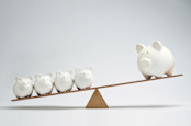small piggy banks outweigh big piggy bank