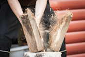 chopping wood symbolizing lumber dispute