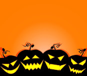Jack o Lanterns on orange background