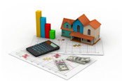 House and bar graph on chart