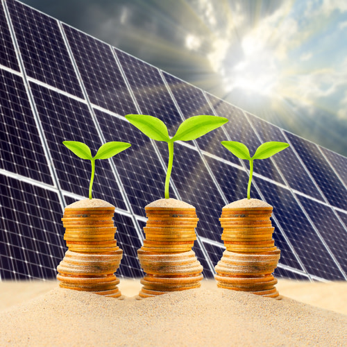 coins with solar panels
