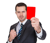 Businessman Holding Red Card