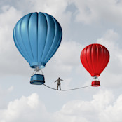 Man walking on a rope