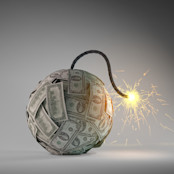 Bomb Made of Money Representing a Financial Crisis in the Making