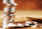 Pile of Coins on Bank Account Background