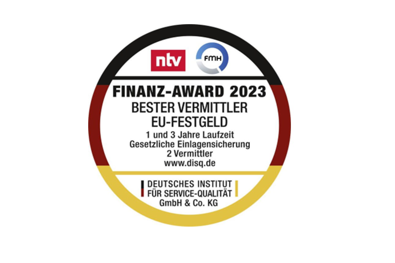 Finanz-Award 2023: Bester Vermittler EU-Festgeld