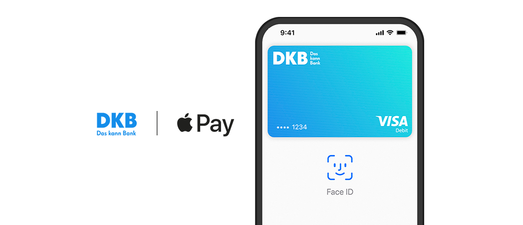 Smartphone zeigt Apple Pay mit Visa Debitkarte.
