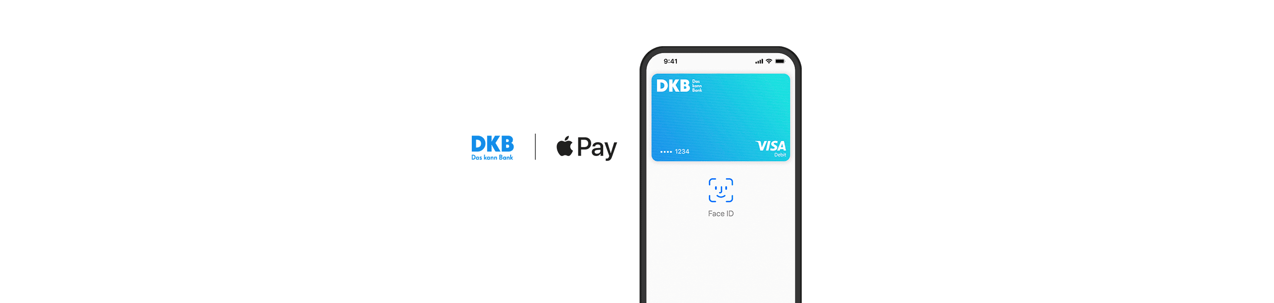 Smartphone zeigt Apple Pay mit Visa Debitkarte.