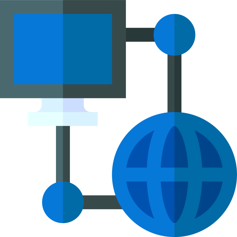 Illustration of computer connected to globe
