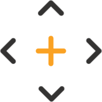 Icon showing a plus sign in the middle of four expanding and contracting corners.
