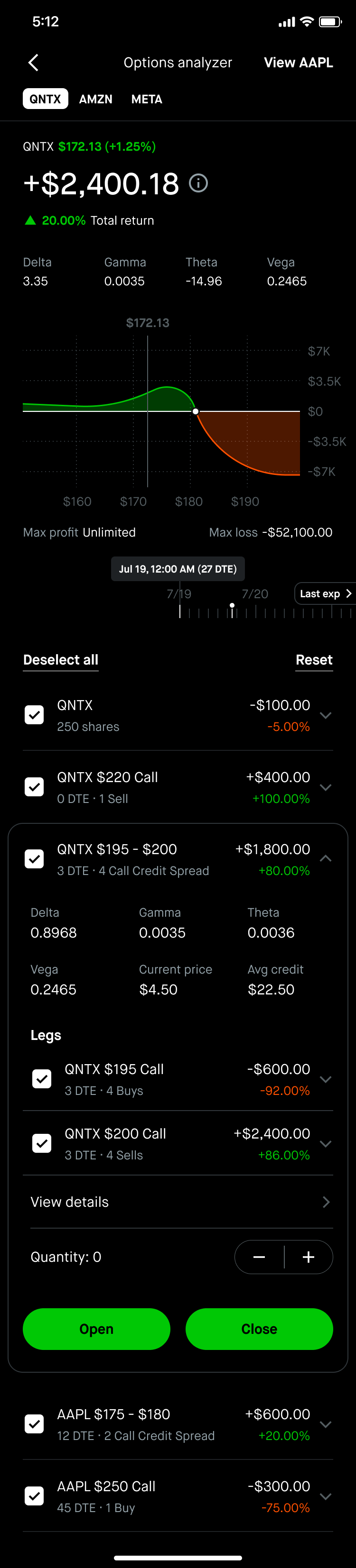 Options analyzer example