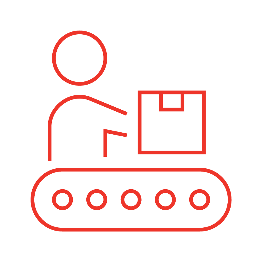 Icono de operario en línea de trabajo
