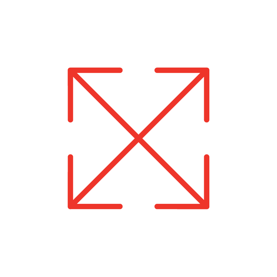 Icono de matriz de análisis con un cuadro con flechas en diagonal