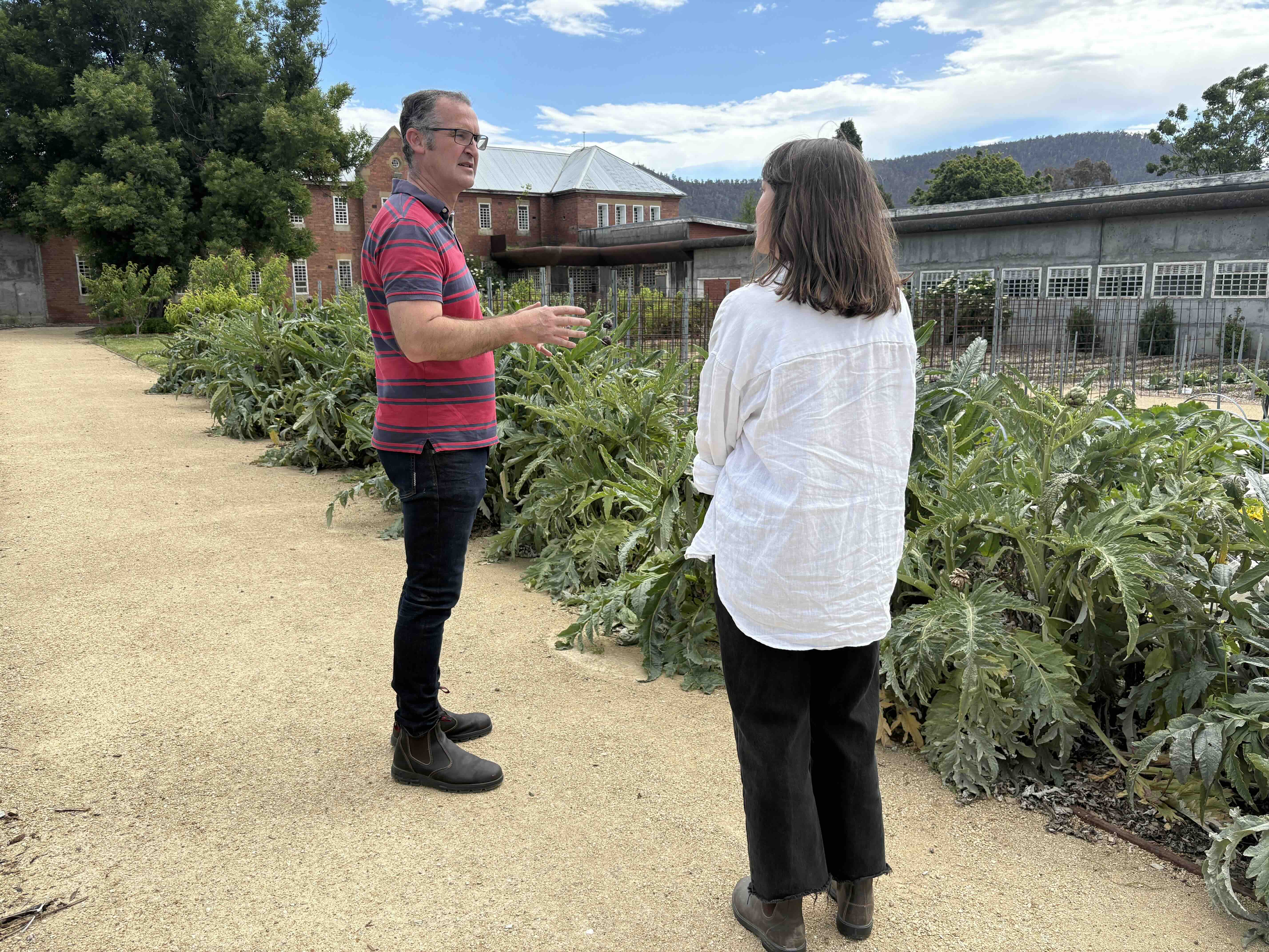 Kate and Rodney Dunn from Agrarian Kitchen in the Agrarian garden