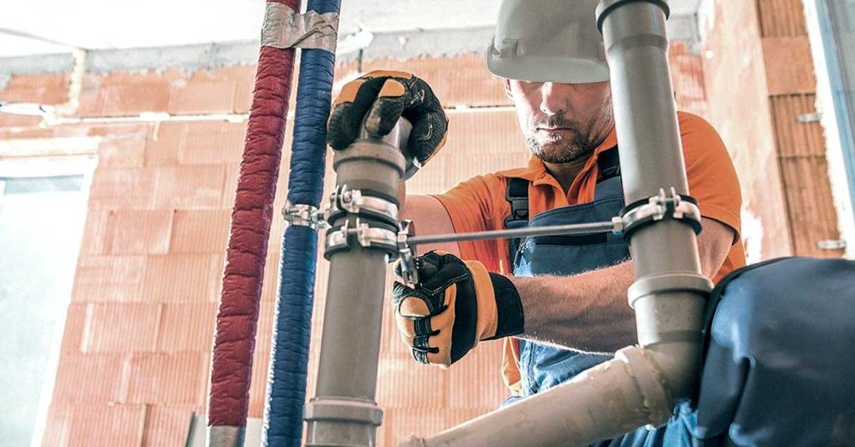 Plumbing contractor working on the jobsite