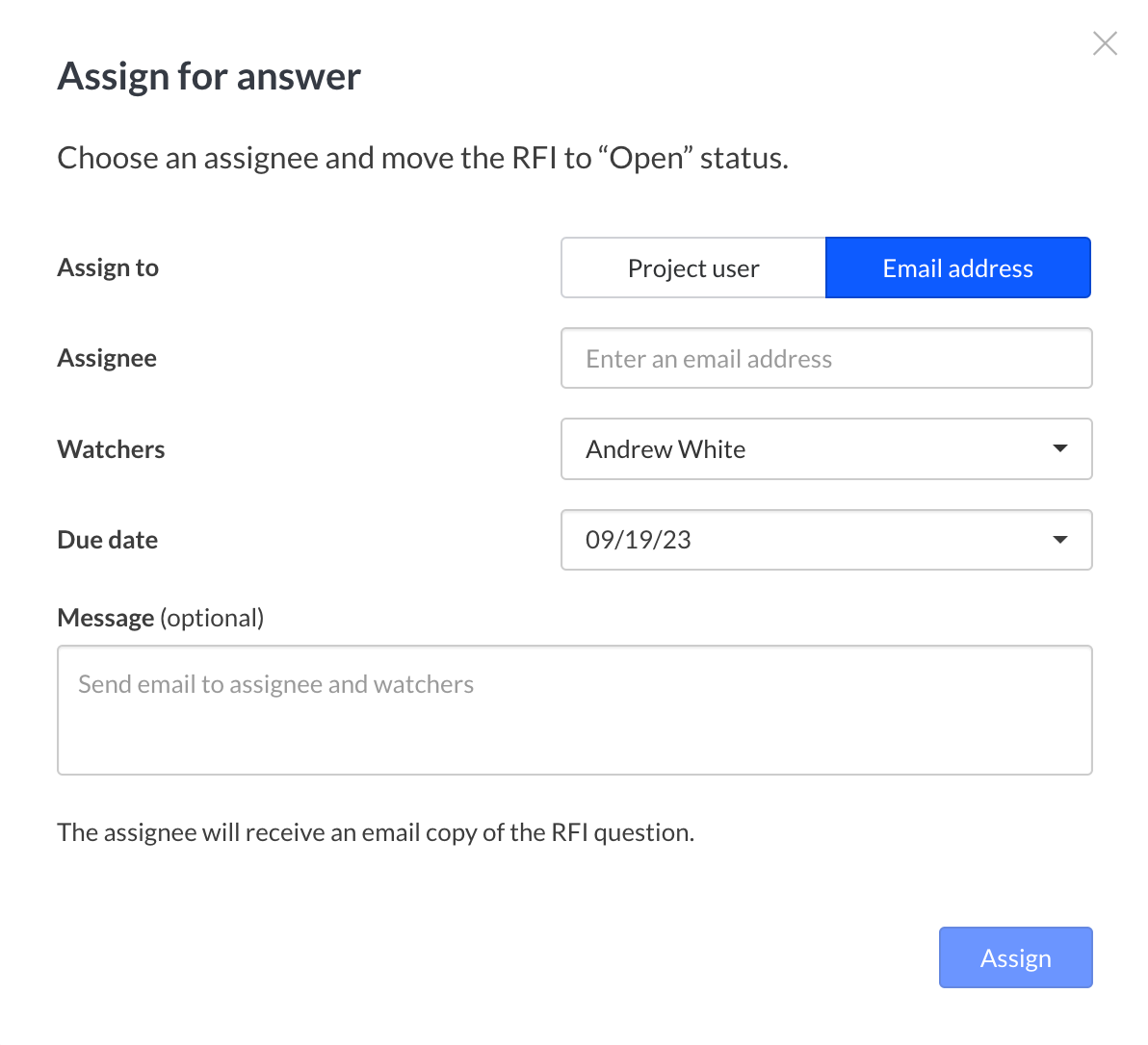 Assign To Email product update Q3 2023