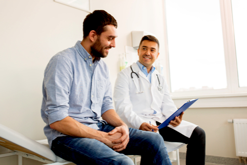 Male patient with doctor
