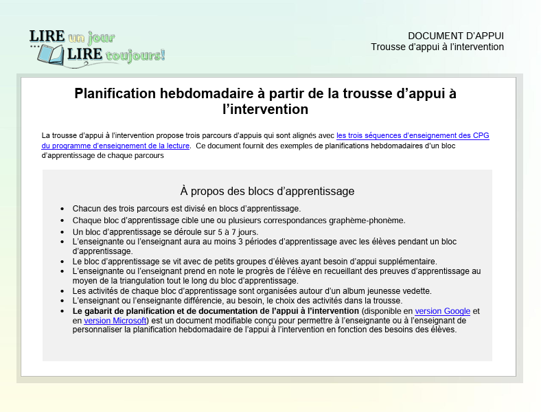 Planification- Trousse-intervention