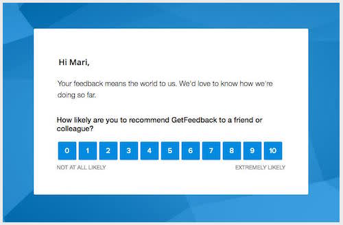example of a GetFeedback Net Promoter Score survey