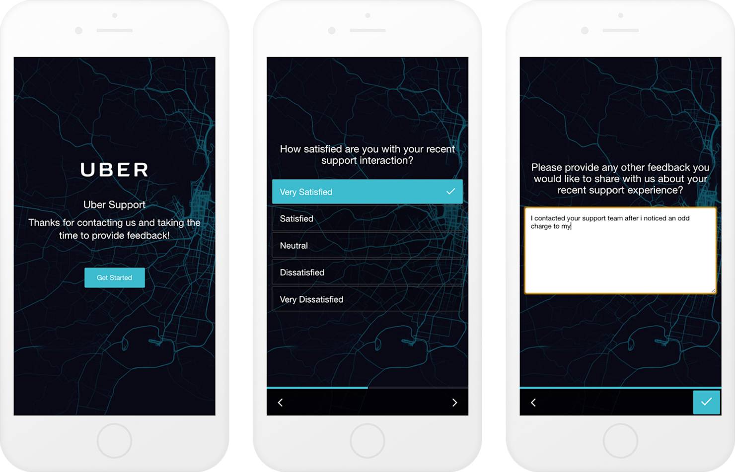 Uber customer support survey example
