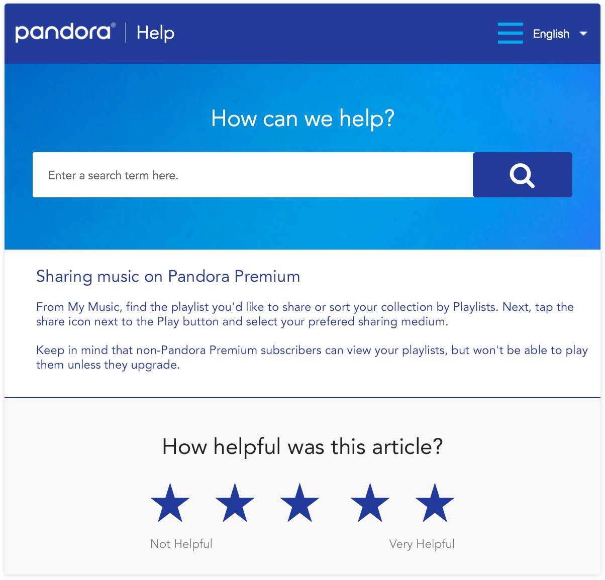 Pandora knowledge base article survey