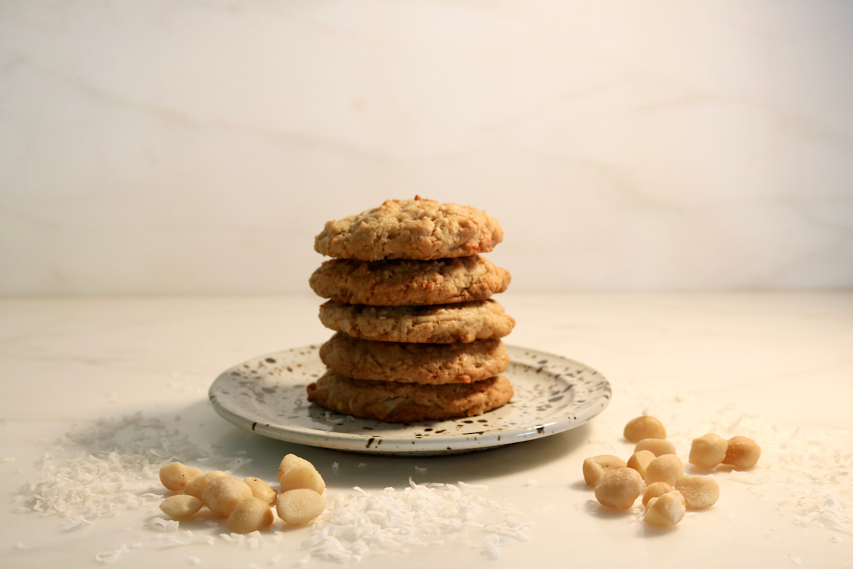 White Chocolate, Macadamia Nut, and Coconut Cookies