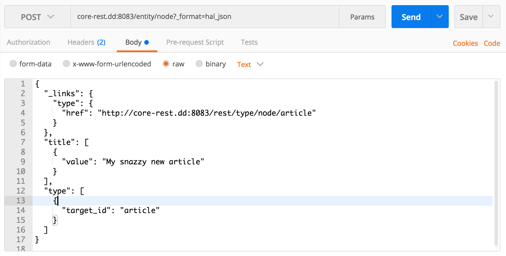 Issuing a POST request with Postman