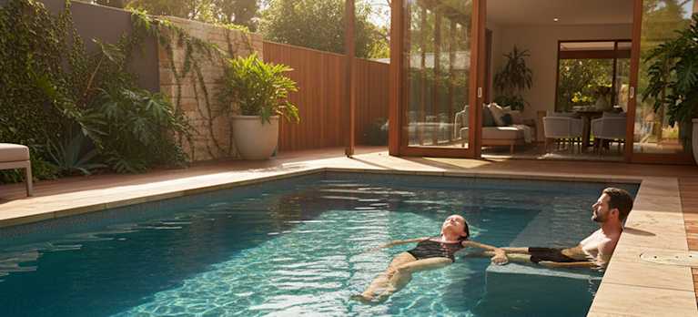 couple swimming in a magnesium pool