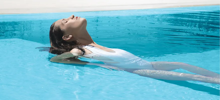 A peaceful swim in a mineral pool