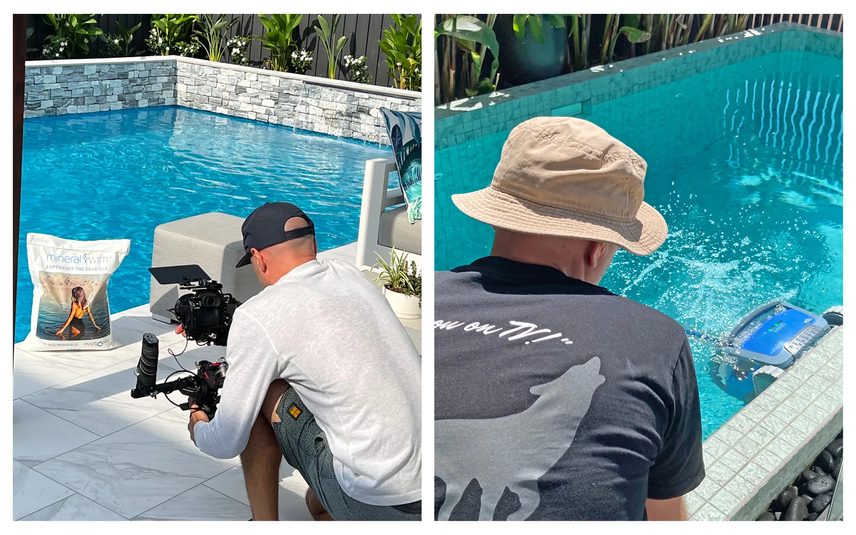 Australia's best pools on location filming Dolphin robot and Mineral Swim