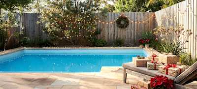 magnesium swimming pool with gifts on the side