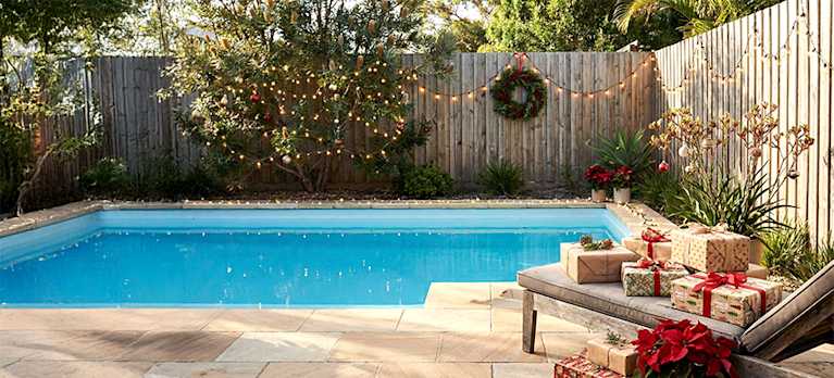 magnesium swimming pool with gifts on the side