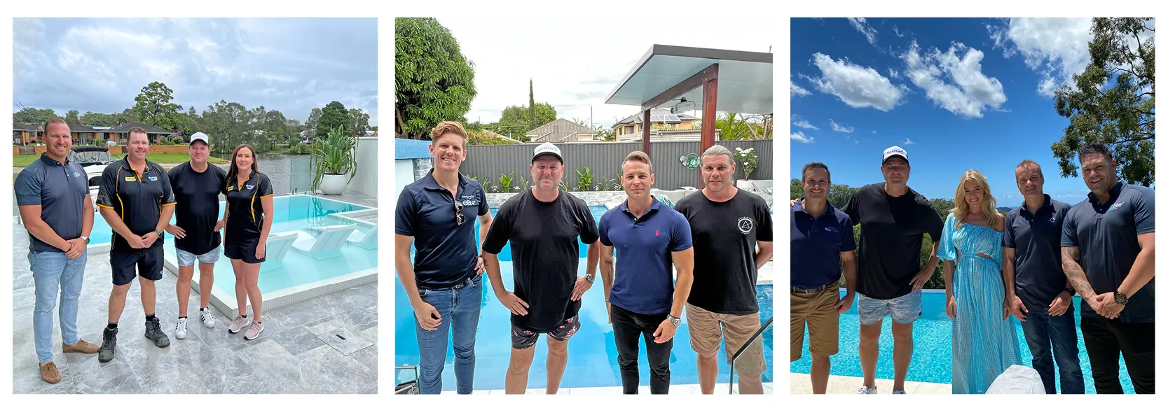 Australias Best Pools hosts with Maytronics staff filming on location