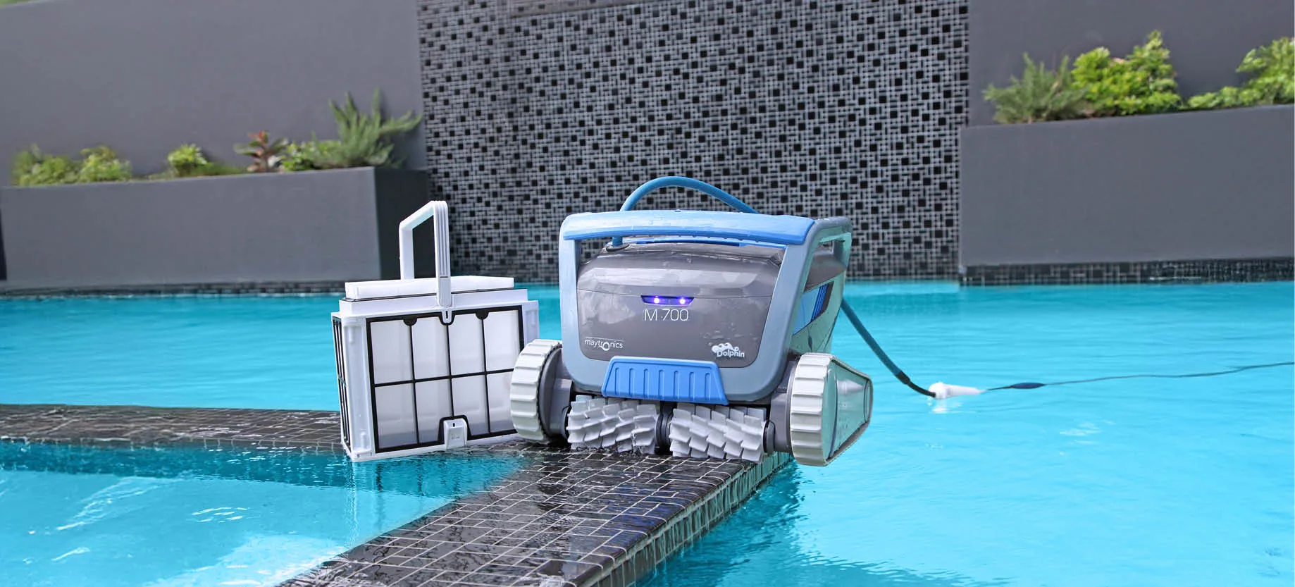 M 700 robotic pool cleaner on the pool cleaning