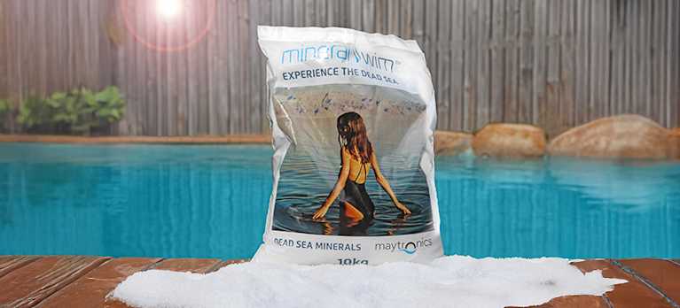a mineral swim bag on a swimming pool