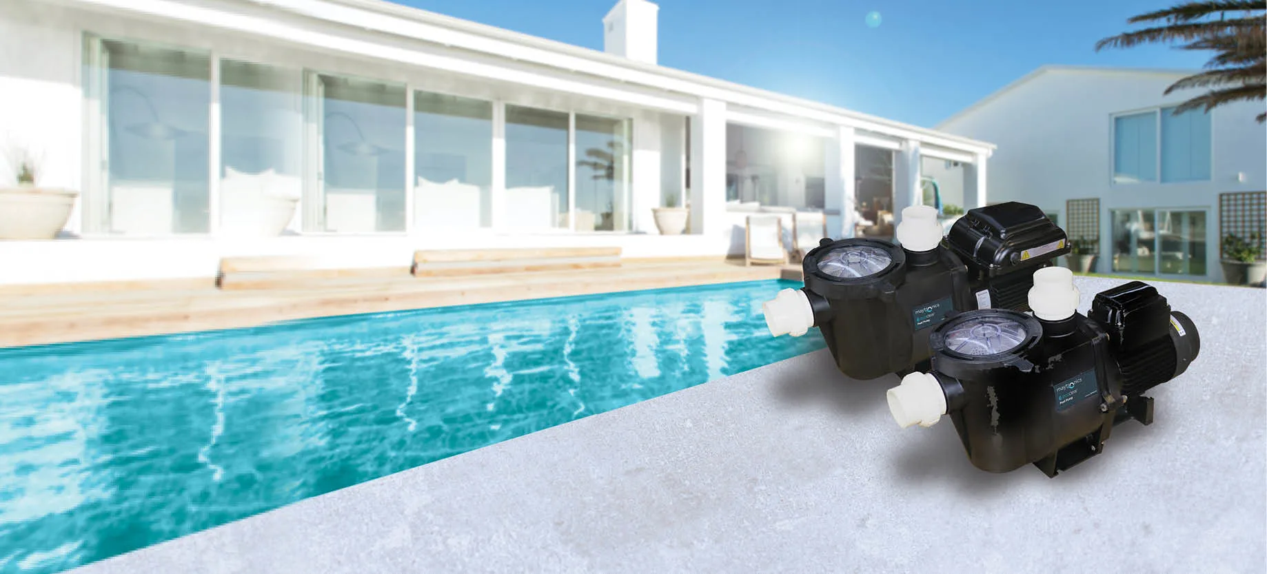 Product Lifestyle pool pumps by the pool