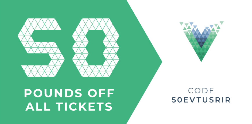 Promo code: 50 GBP off all tickets – Vue.js London 2018