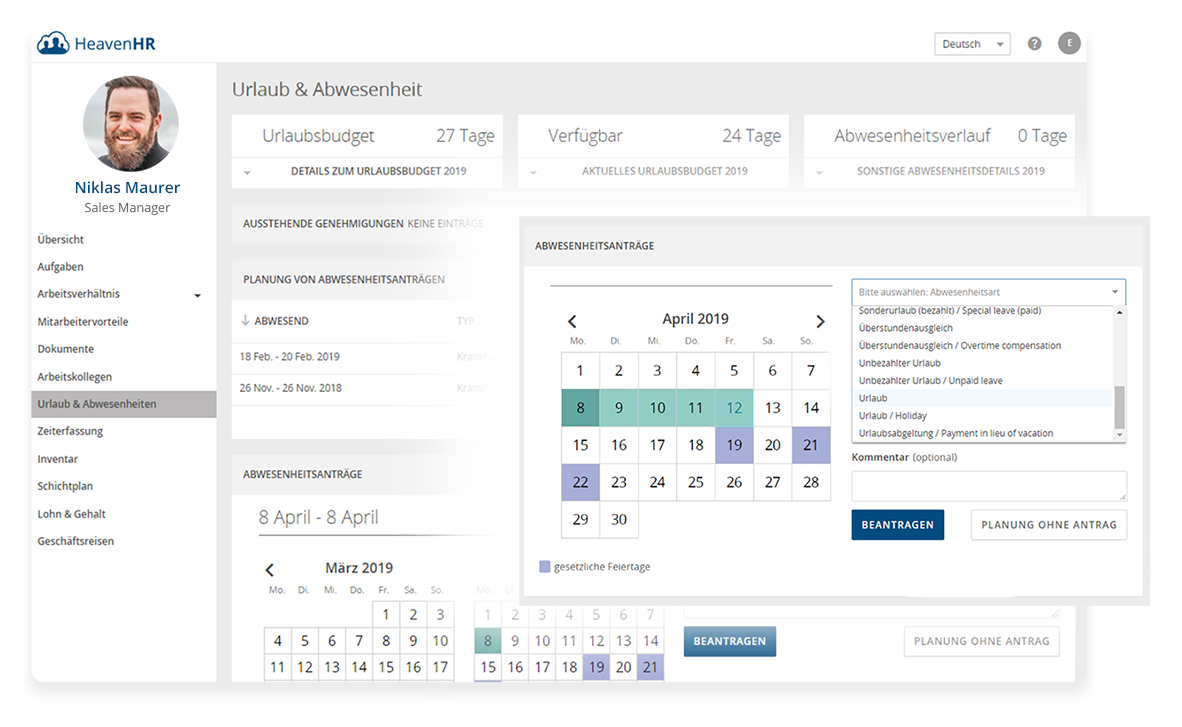 With the absence managment modules you have full control over the workingshifts of your employees.