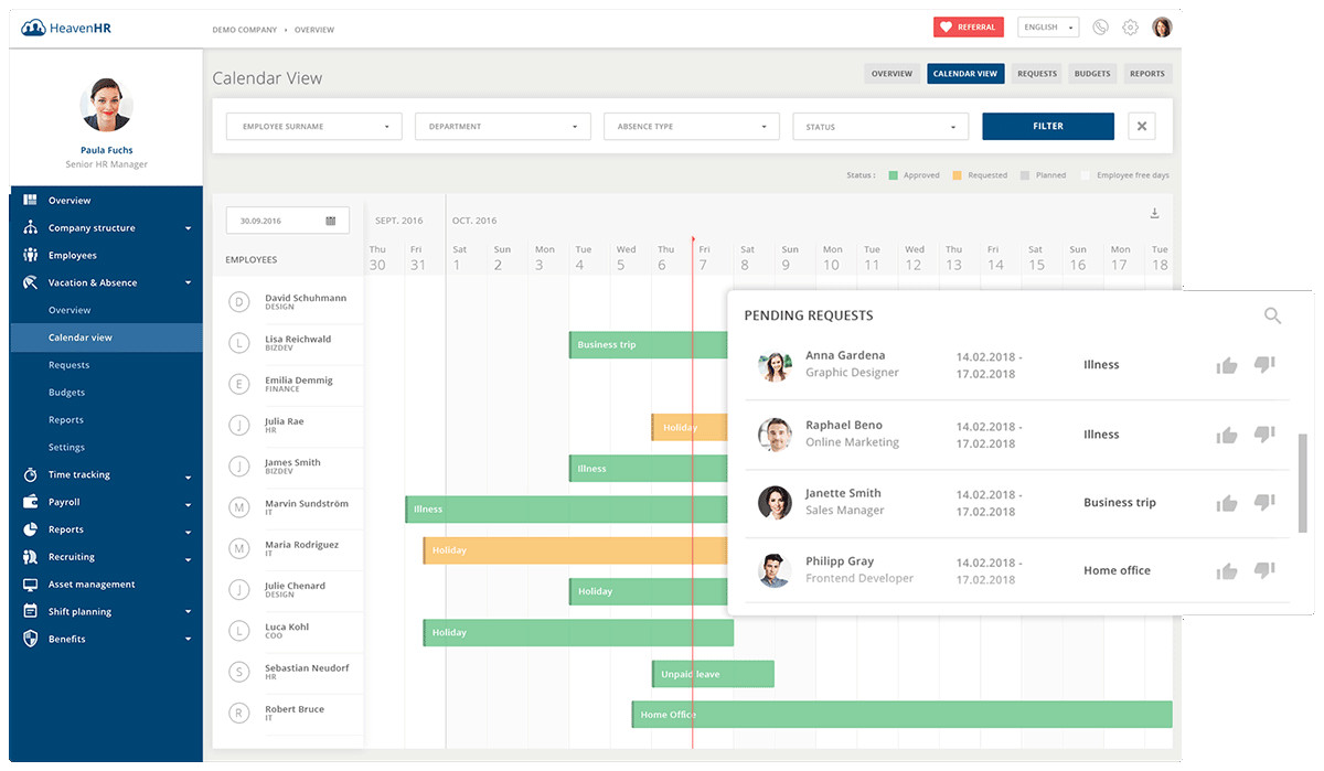 With the absence managment modules you have full control over the workingshifts of your employees.