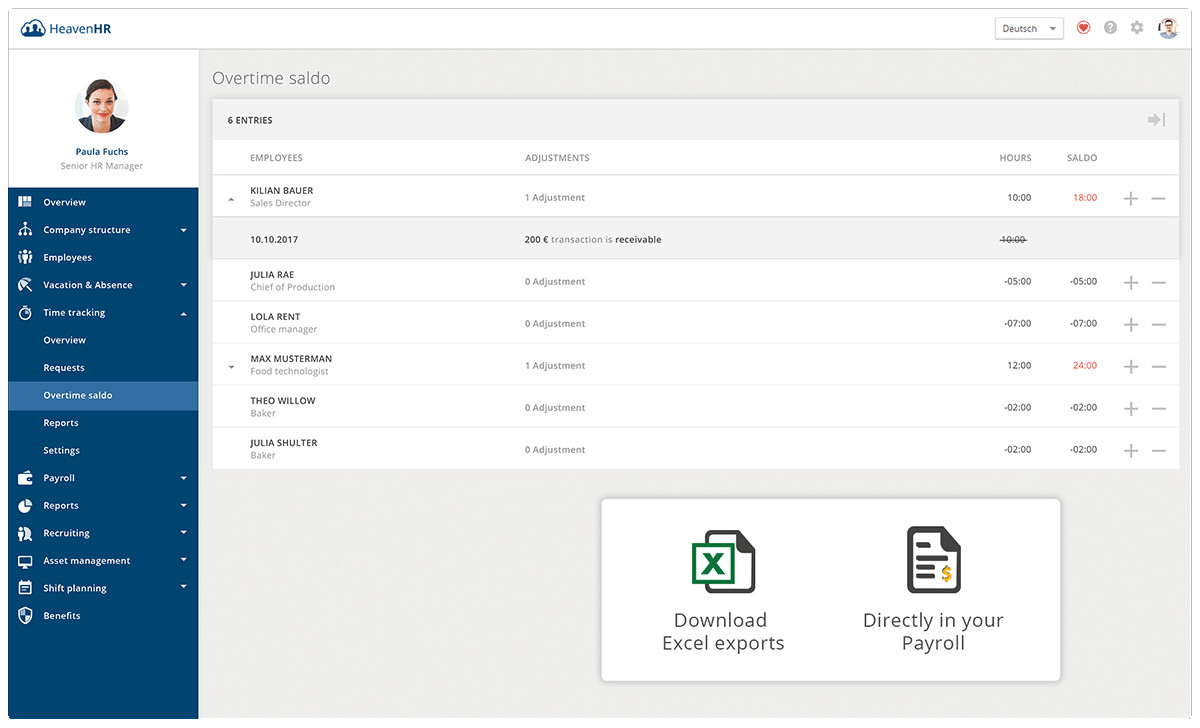 With the time tracking tool you are always aware of the overtimes hours of your employees.